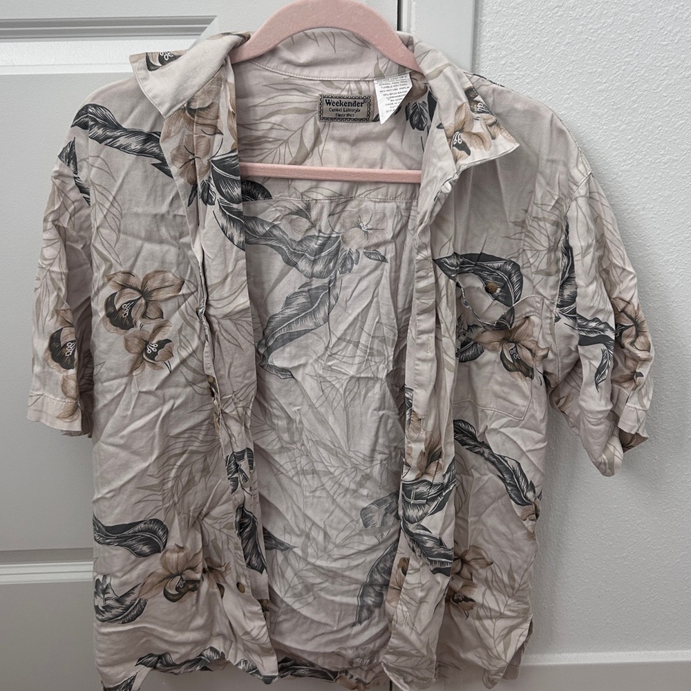 Weekenders Men's Casual Beige Floral Shirt